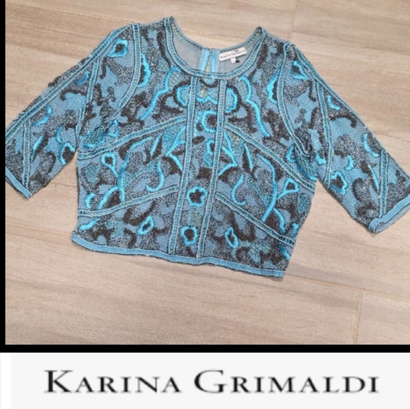 karina grimaldi beaded dress Mira Knit Mini Dress